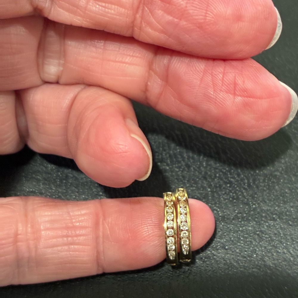 Diamond and 10K Gold Tiny Hoop Earrings
